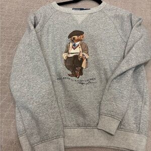 Ralph Lauren Gray Crewneck Sweatshirt with Polo Bear